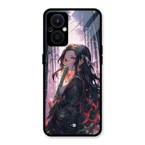 Cute Nezuko Glass Back Case for Oppo F21s Pro 5G