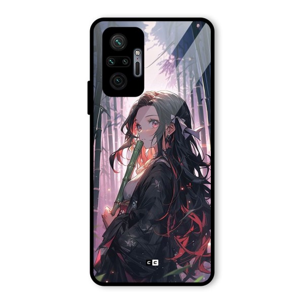 Cute Nezuko Glass Back Case for Redmi Note 10 Pro Max