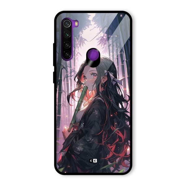 Cute Nezuko Glass Back Case for Redmi Note 8