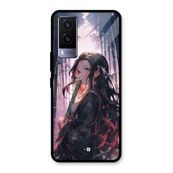 Cute Nezuko Glass Back Case for Vivo V21e 5G