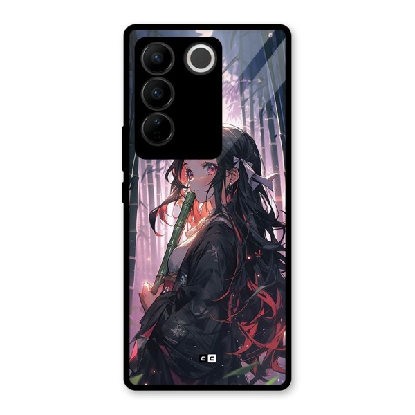 Cute Nezuko Glass Back Case for Vivo V27