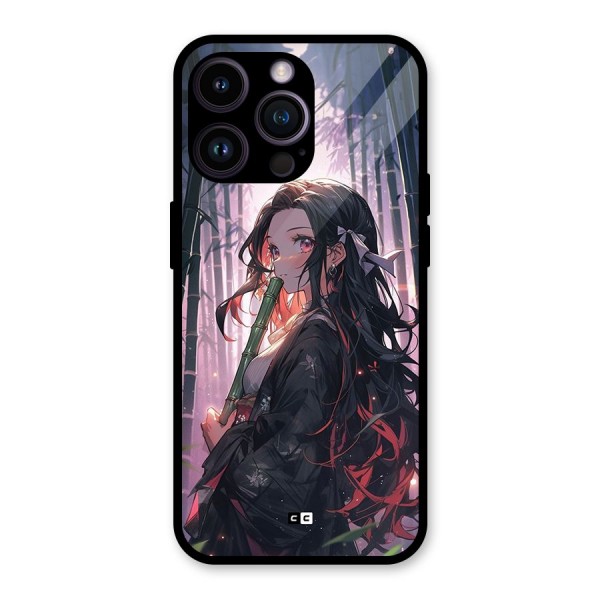 Cute Nezuko Glass Back Case for iPhone 14 Pro Max