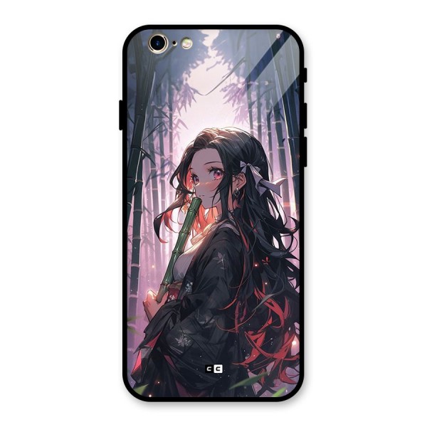 Cute Nezuko Glass Back Case for iPhone 6 6S
