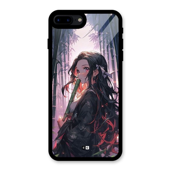 Cute Nezuko Glass Back Case for iPhone 7 Plus