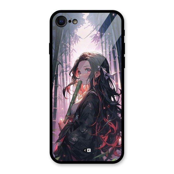 Cute Nezuko Glass Back Case for iPhone SE 2020