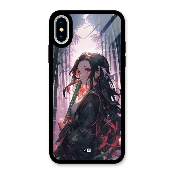 Cute Nezuko Glass Back Case for iPhone X