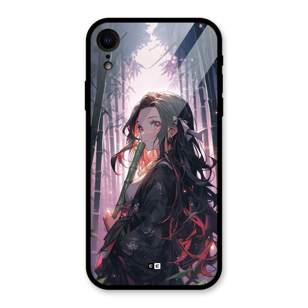 Cute Nezuko Glass Back Case for iPhone XR