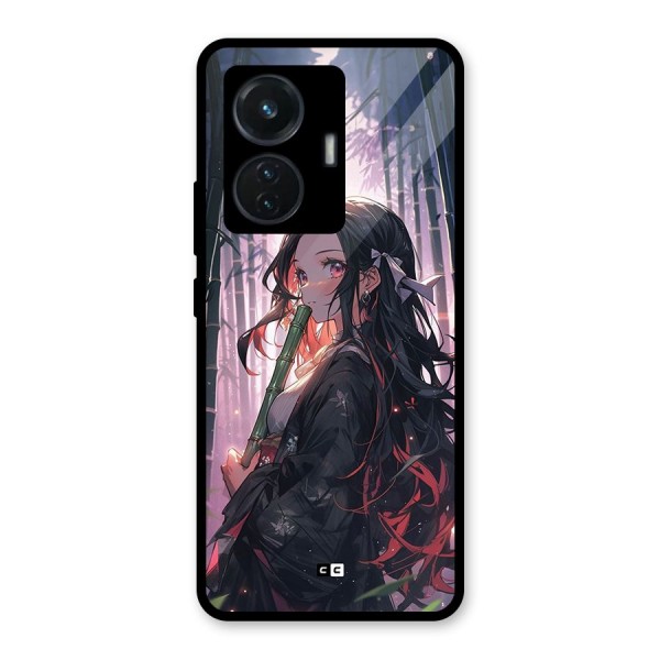 Cute Nezuko Glass Back Case for iQOO Z6 44W