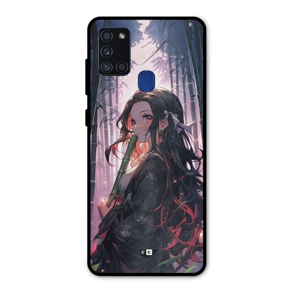 Cute Nezuko Metal Back Case for Galaxy A21s
