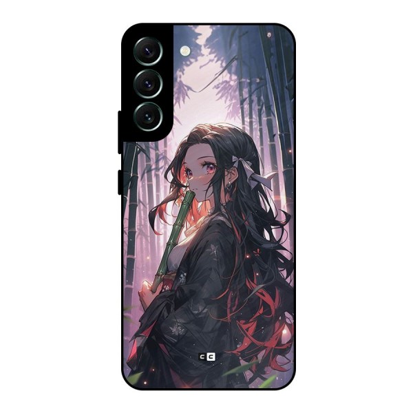 Cute Nezuko Metal Back Case for Galaxy S22 Plus 5G