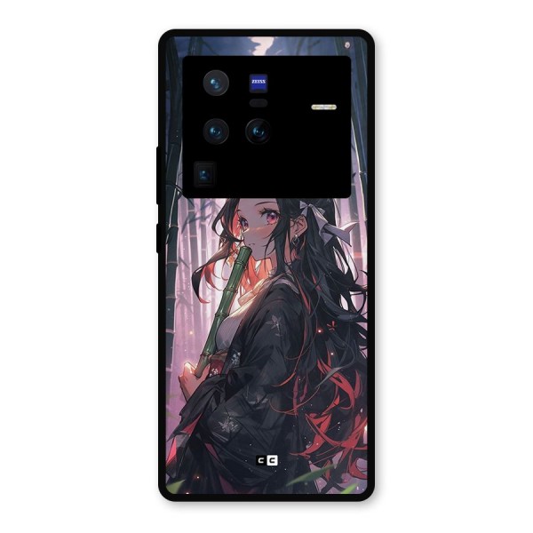 Cute Nezuko Metal Back Case for Vivo X80 Pro