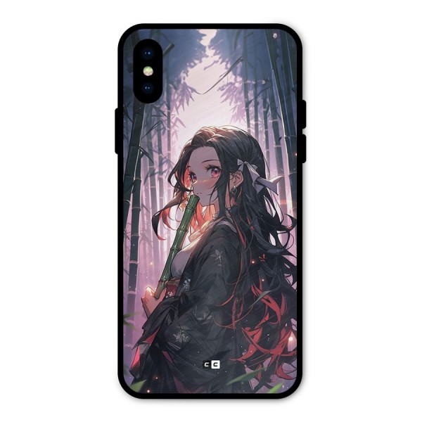 Cute Nezuko Metal Back Case for iPhone XS
