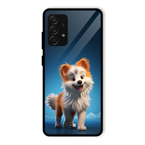 Cute Puppy Walking Glass Back Case for Galaxy A53 5G