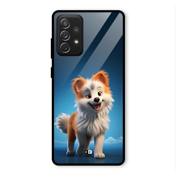 Cute Puppy Walking Glass Back Case for Galaxy A72