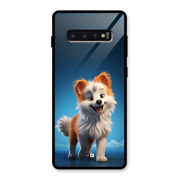 Cute Puppy Walking Glass Back Case for Galaxy S10 Plus