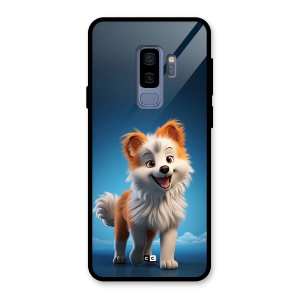 Cute Puppy Walking Glass Back Case for Galaxy S9 Plus