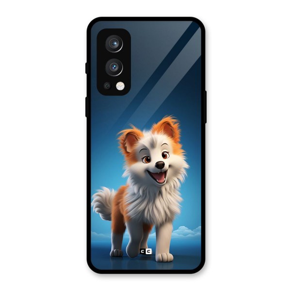 Cute Puppy Walking Glass Back Case for OnePlus Nord 2 5G