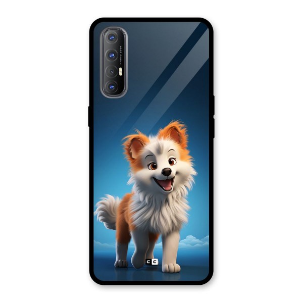 Cute Puppy Walking Glass Back Case for Oppo Reno3 Pro