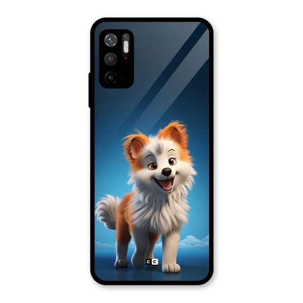 Cute Puppy Walking Glass Back Case for Poco M3 Pro 5G