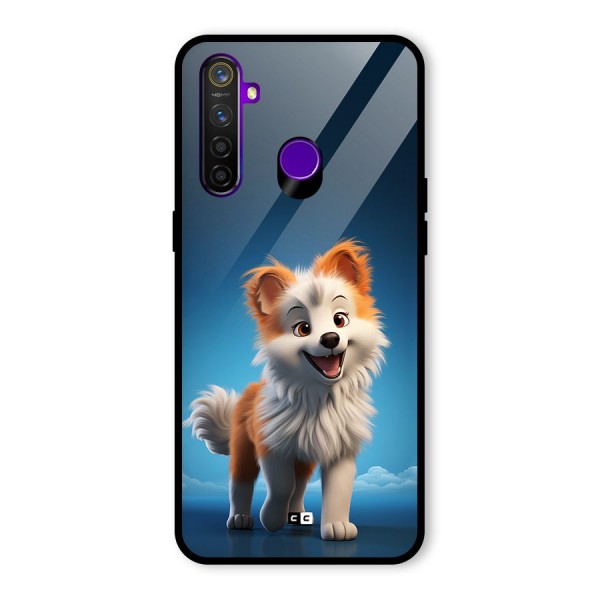 Cute Puppy Walking Glass Back Case for Realme 5 Pro