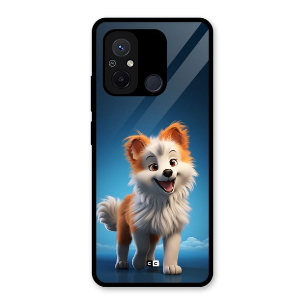 Cute Puppy Walking Glass Back Case for Redmi 12C