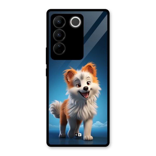 Cute Puppy Walking Glass Back Case for Vivo V27