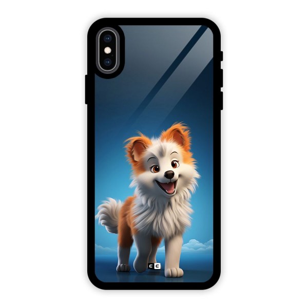 Cute Puppy Walking Glass Back Case for iPhone XS Max