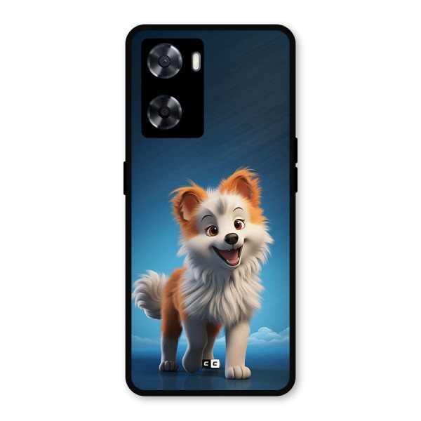 Cute Puppy Walking Metal Back Case for Oppo A57 2022
