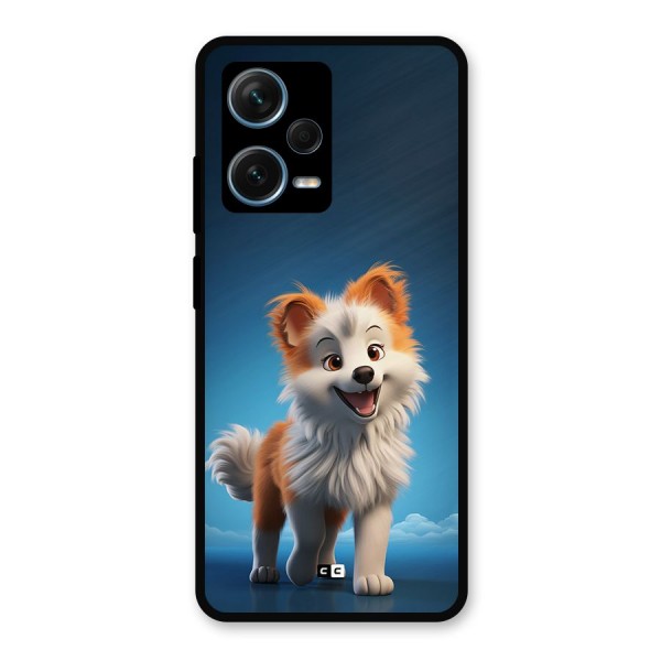 Cute Puppy Walking Metal Back Case for Redmi Note 12 Pro Plus 5G