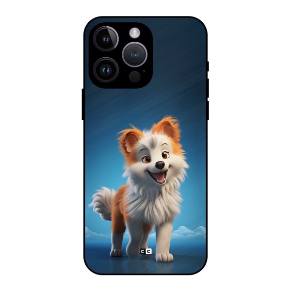 Cute Puppy Walking Metal Back Case for iPhone 14 Pro Max