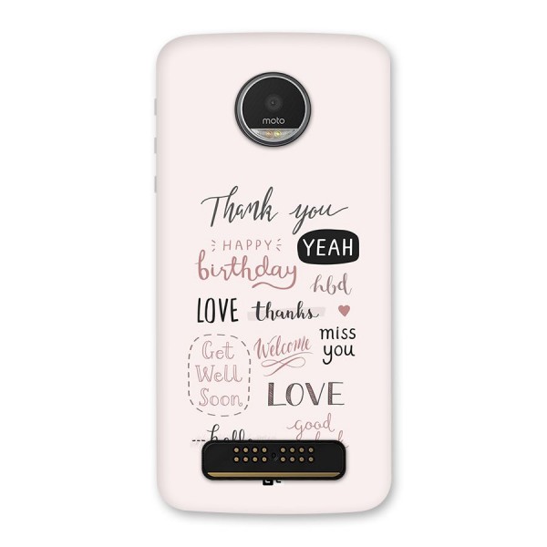 Cute Quotes Back Case for Moto Z Play