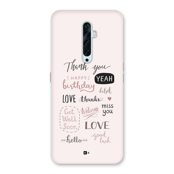 Cute Quotes Back Case for Oppo Reno2 F