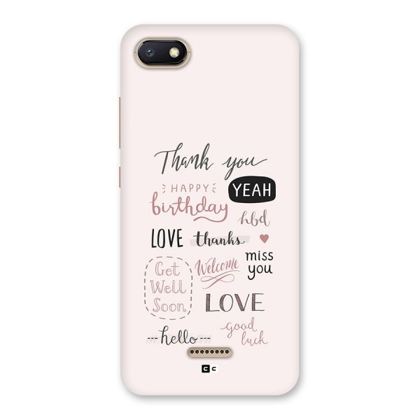 Cute Quotes Back Case for Redmi 6A