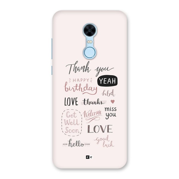 Cute Quotes Back Case for Redmi Note 5