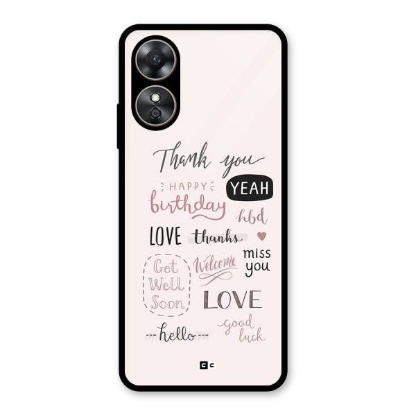Cute Quotes Glass Back Case for Oppo A17
