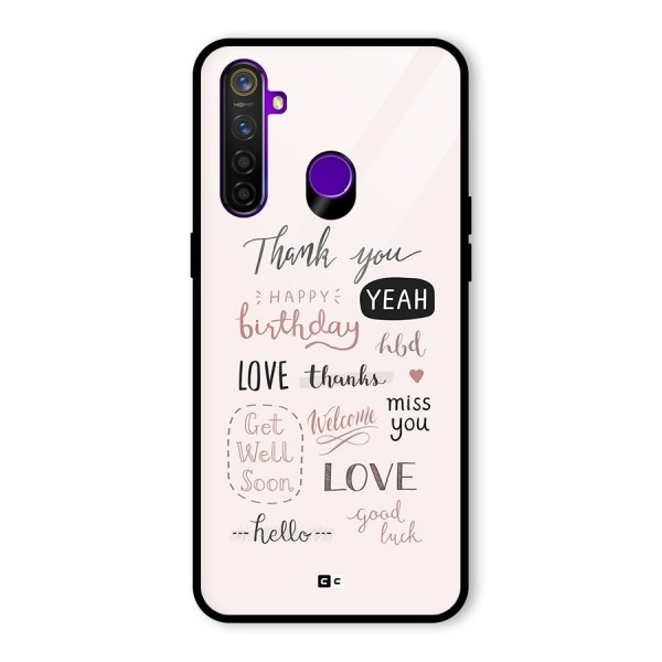 Cute Quotes Glass Back Case for Realme 5 Pro