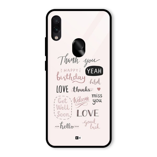 Cute Quotes Glass Back Case for Redmi Note 7S
