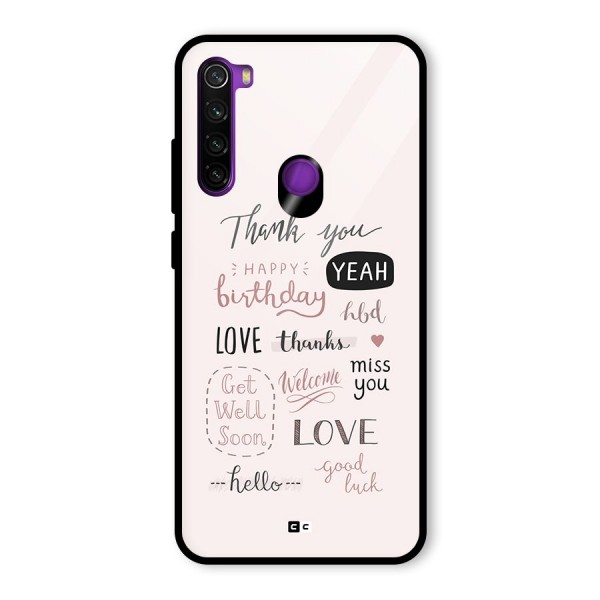 Cute Quotes Glass Back Case for Redmi Note 8