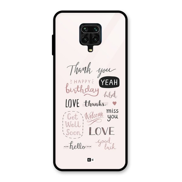 Cute Quotes Glass Back Case for Redmi Note 9 Pro Max