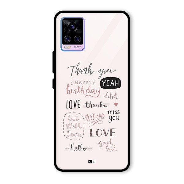 Cute Quotes Glass Back Case for Vivo V20 Pro