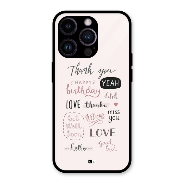 Cute Quotes Glass Back Case for iPhone 14 Pro