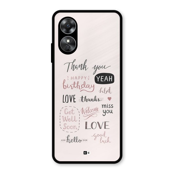 Cute Quotes Metal Back Case for Oppo A17
