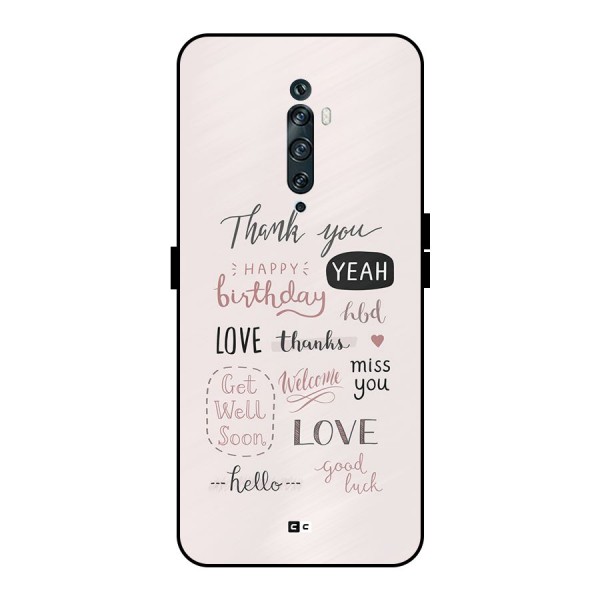 Cute Quotes Metal Back Case for Oppo Reno2 F