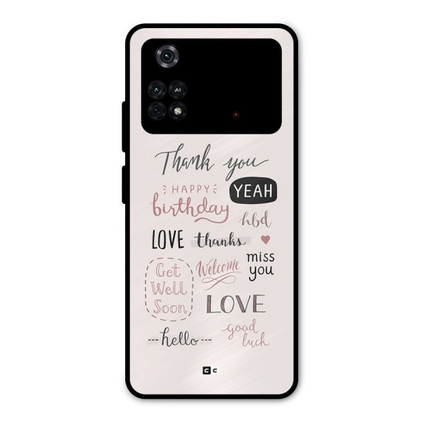 Cute Quotes Metal Back Case for Poco M4 Pro 4G