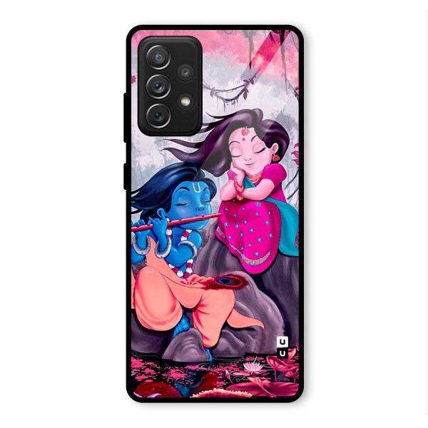 Cute Radha Krishna Glass Back Case for Galaxy A72