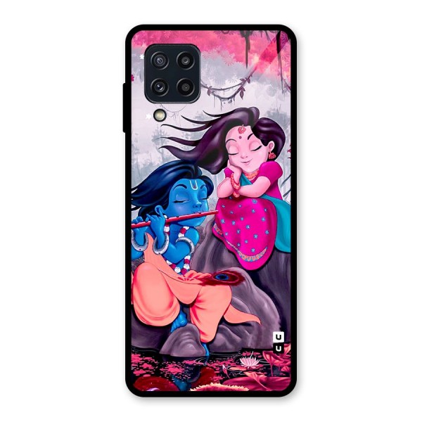 Cute Radha Krishna Glass Back Case for Galaxy M32