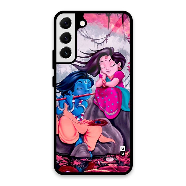 Cute Radha Krishna Glass Back Case for Galaxy S22 Plus 5G