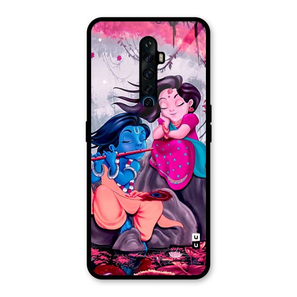 Cute Radha Krishna Glass Back Case for Oppo Reno2 F