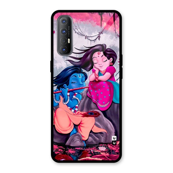 Cute Radha Krishna Glass Back Case for Oppo Reno3 Pro
