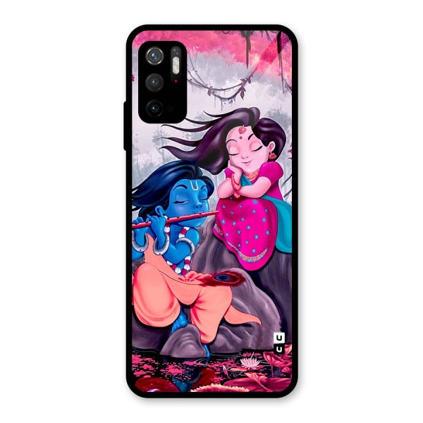 Cute Radha Krishna Glass Back Case for Poco M3 Pro 5G